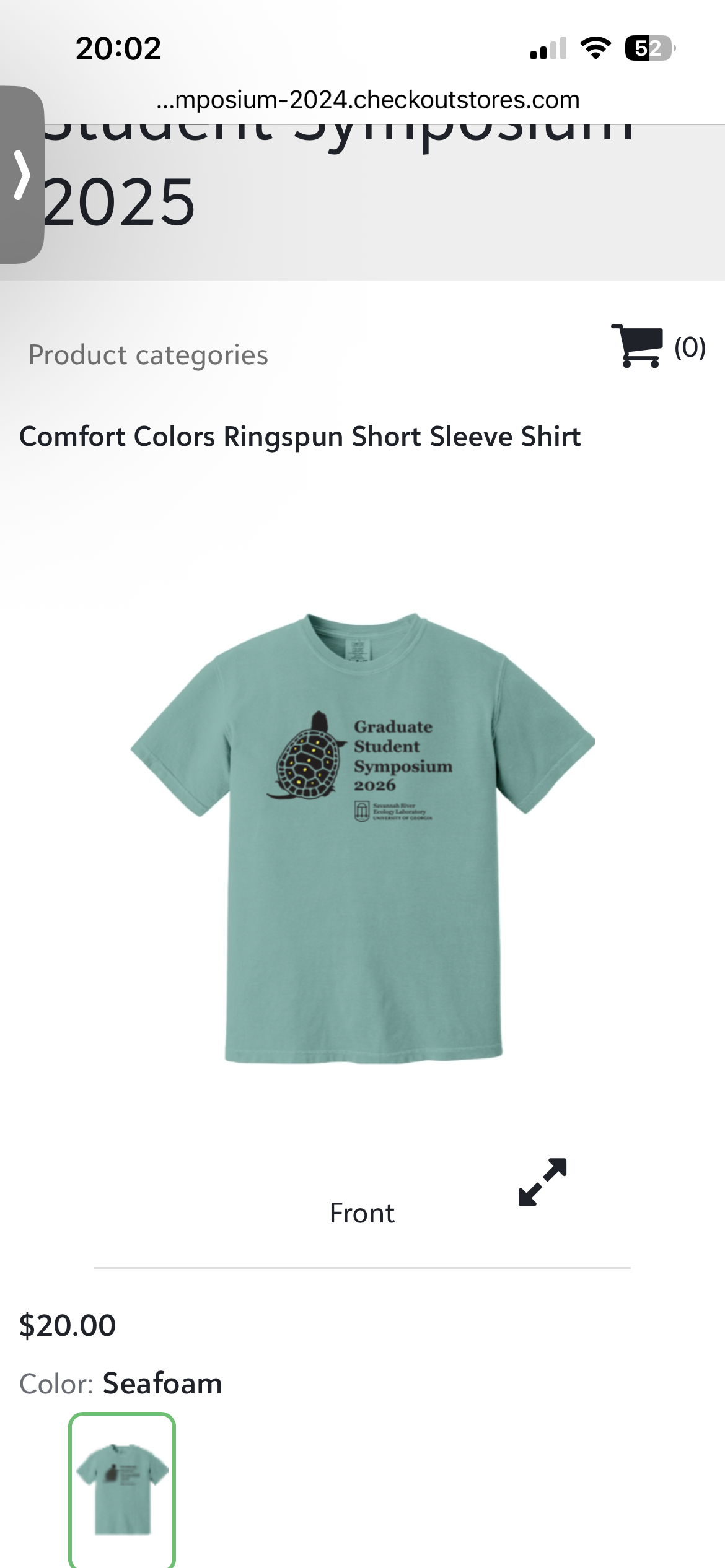 Seafoam symposium T-shirt featuring Emily LePrell’s spotted turtle logo